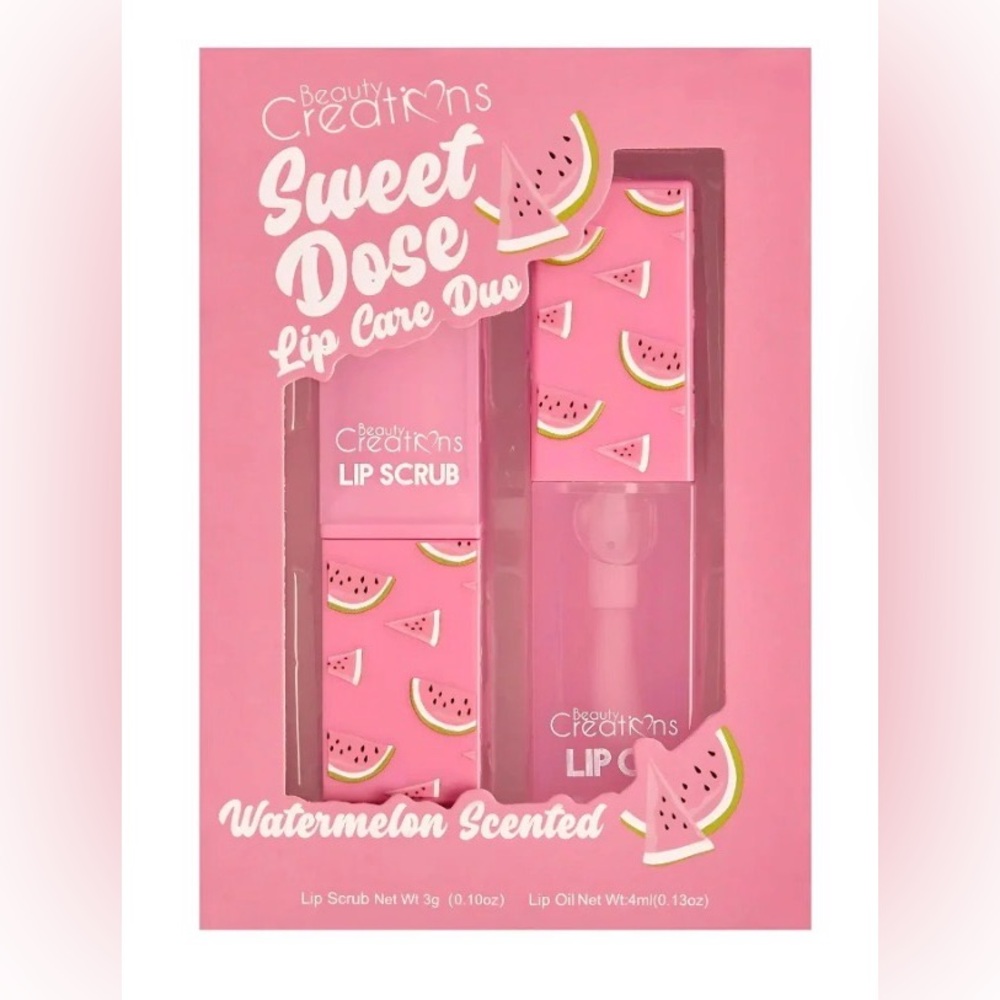 ✨5/$25 Beauty Creations Sweet Dose Lip Care Duo - Watermelon Lip Scrub/Lip oil